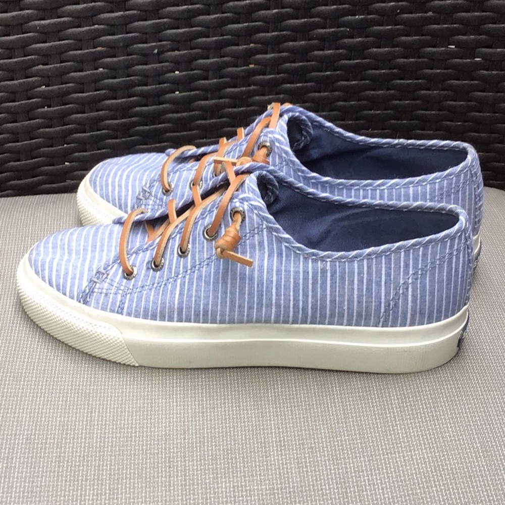 Sperry Memory Foam Blue & White Boat Shoes Sz 7